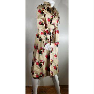 Adam Lippes Women's Beige Floral Print Trench Coat, XS NWOT